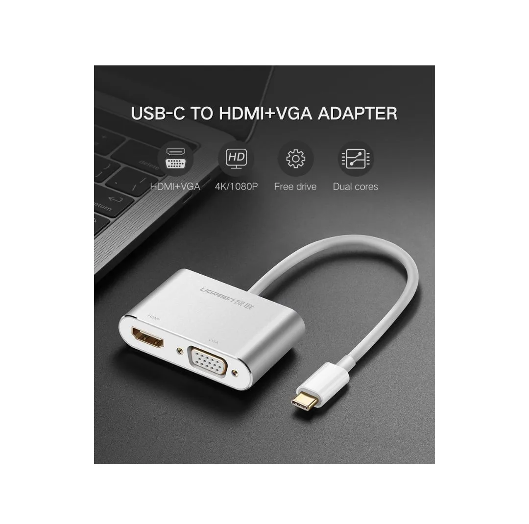 مبدل usb-C به VGA/HDMI یوگرین مدل CM162-50505
