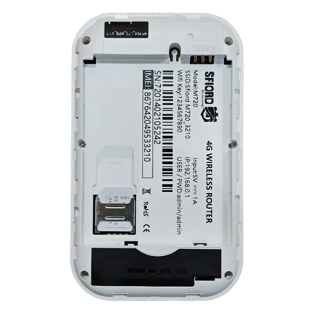 مودم جیبی 4G LTE اسفیورد مدل M720 با باتری 3000 میلی‌آمپر ساعت، پشتیبانی از 4.5G، اتصال همزمان تا 10 کاربر، سرعت دانلود 150 مگابیت بر ثانیه، وای‌فای 802.11b/g/n و قابلیت اتصال USB