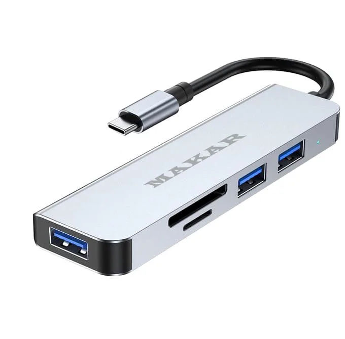 هاب و کارت خوان 5 پورت USB-C ماکار مدل 5in1 MK-HU235-C