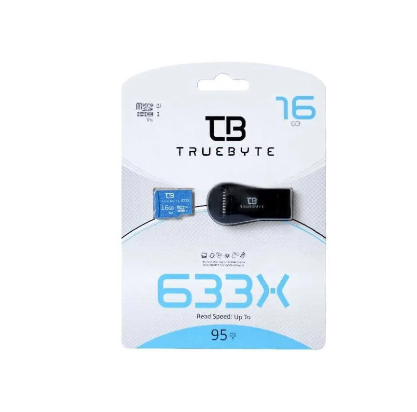 کارت حافظه microSD HC تروبایت مدل 633X-V10 کلاس 10 استاندارد UHS-I U1 ظرفیت 16 گیگابایت همراه با کارت خوان
