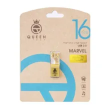 فلش مموری کوئین تک مدل G.MARVEL ظرفیت 16 گیگابایت، بدنه فلزی ضد آب و ضد شوک، طراحی بند انگشتی با آویز، رابط USB 2.0، سازگار با کامپیوتر، لپ‌تاپ، تبلت و گوشی، سرعت انتقال 30 مگابایت بر ثانیه