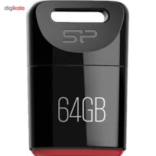 فلش مموری سیلیکون پاور مدل Touch T06 ظرفیت 64 گیگابایت، مقاوم در برابر نفوذ مایعات، ضربه و غبار، دارای درپوش محافظ و ضد اثر انگشت