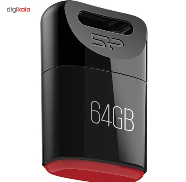 فلش مموری سیلیکون پاور مدل Touch T06 ظرفیت 64 گیگابایت، مقاوم در برابر نفوذ مایعات، ضربه و غبار، دارای درپوش محافظ و ضد اثر انگشت