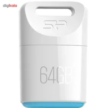 فلش مموری سیلیکون پاور مدل Touch T06 ظرفیت 64 گیگابایت، مقاوم در برابر نفوذ مایعات، ضربه و غبار، دارای درپوش محافظ و ضد اثر انگشت