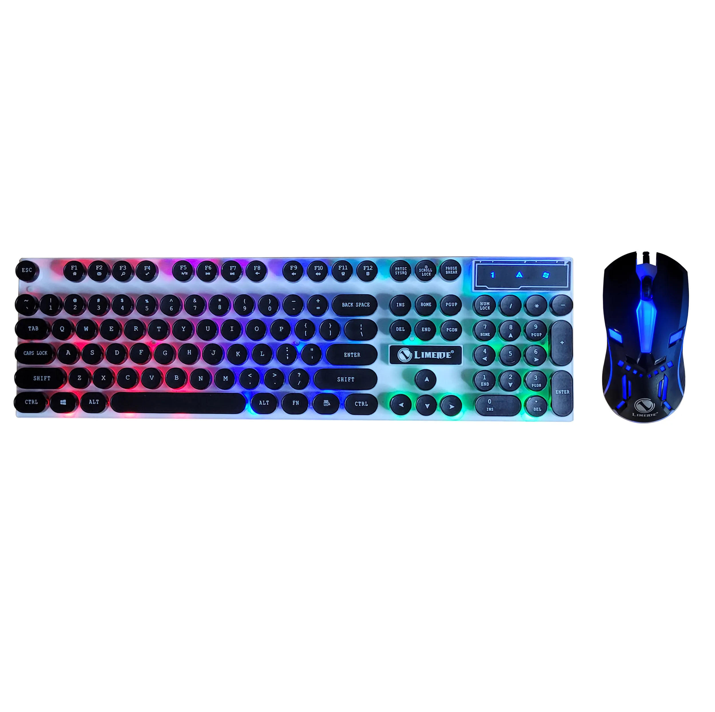 کیبورد و ماوس گیمینگ لایمید مدل GTX300NEW RGB سوئیچ ممبران، Full-Size، نور پردازی LED RGB