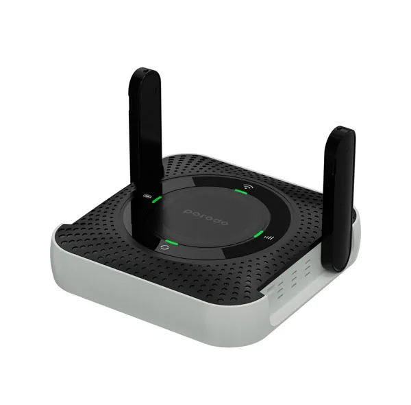 مودم روتر قابل حمل 4G پرودو مدل PD-4GCPMF با باتری 4000 میلی‌آمپر، شارژدهی 12 ساعت، پشتیبانی تا 10 کاربر، پورت LAN، اتصال سیمی و بی‌سیم، فرکانس 2.4 گیگاهرتز و سرعت دانلود 150 مگابیت بر ثانیه