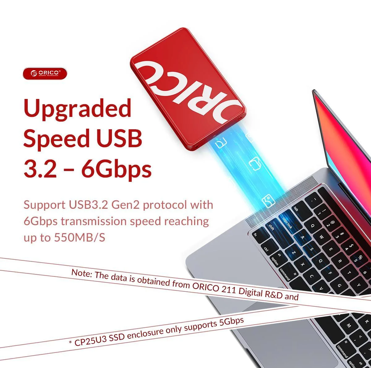 باکس SSD قابل حمل USB3.0 اوریکو مدل CP25U3