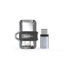 فلش مموری سن دیسک مدل Ultra Dual Drive m3.0 ظرفیت 64 گیگابایت با دو رابط USB Type-A و USB Type-C، سرعت انتقال 130 مگابایت بر ثانیه، استاندارد USB 3.2 Gen1، مناسب انتقال سریع و ایمن فایل بین دستگاه‌های هوشمند