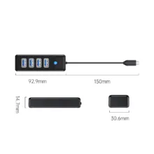 هاب 4 پورت USB -C اوریکو مدل PW4U-C3