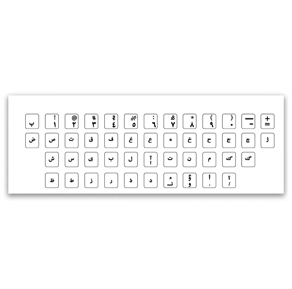 برچسب حروف فارسی کیبورد کد ۰۰۲