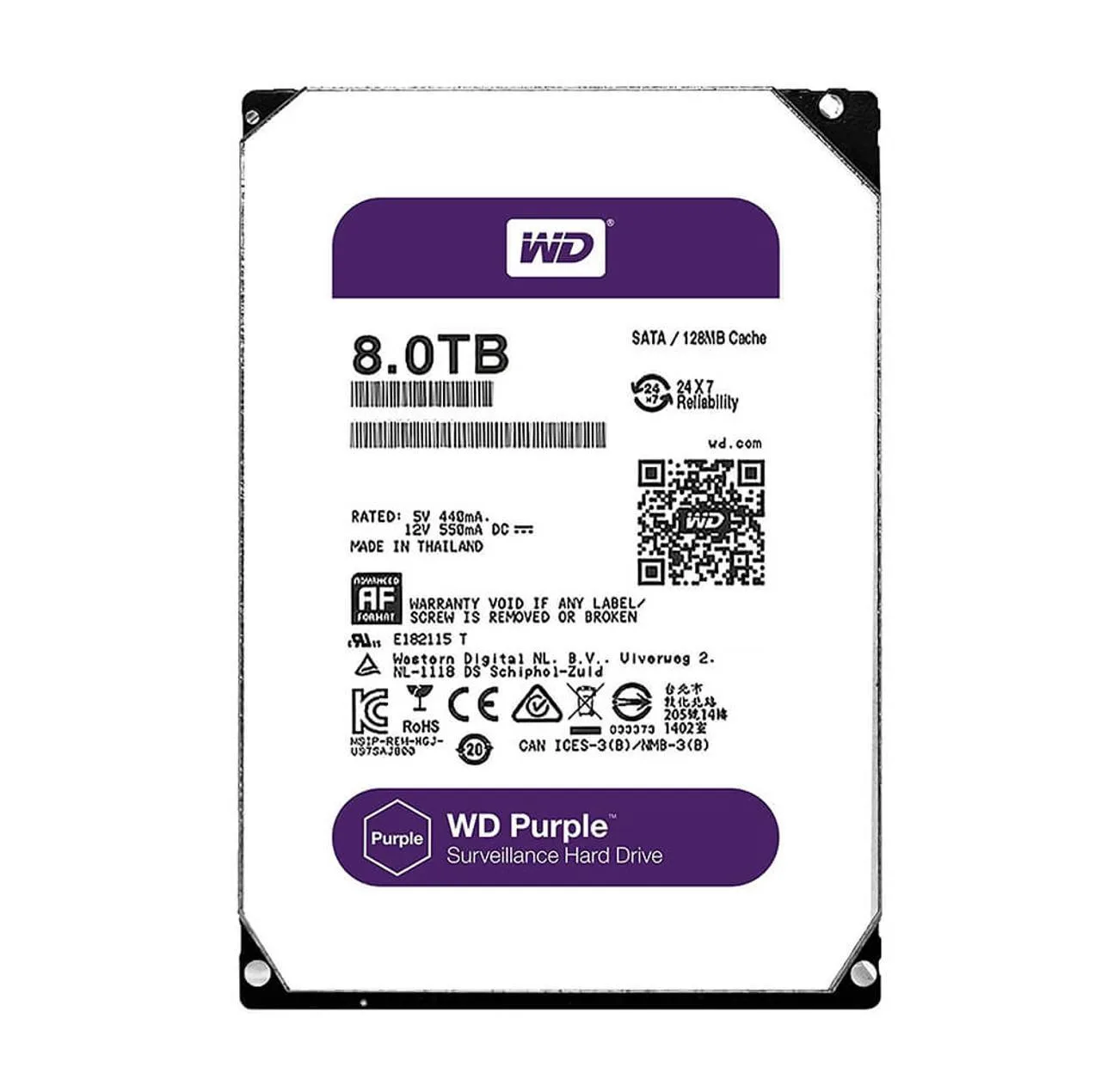 هارددیسک اینترنال وسترن دیجیتال مدل Purple WD82PURX-64GVLY0 ظرفیت 8 ترابایت