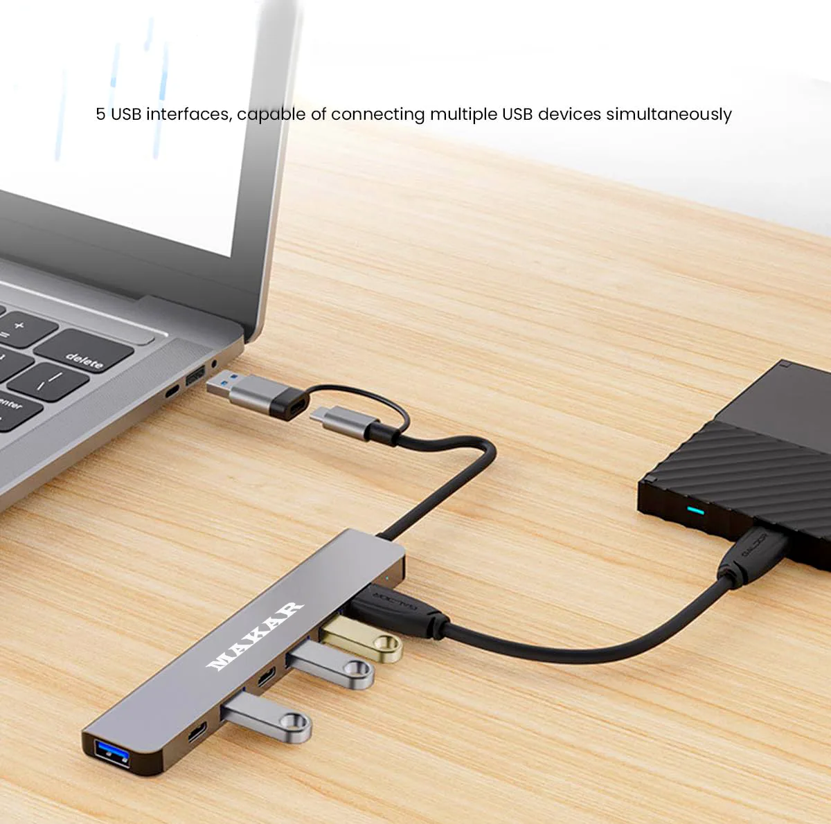 هاب 7 پورت USB 2.0 و USB 3.0 ماکار مدل 7in1 MK-HU243