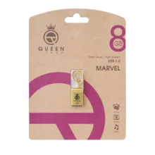 فلش مموری کوئین تک مدل MARVEL ظرفیت 8 گیگابایت مقاوم در برابر ضربه با طراحی ساده و بند انگشتی و زنجیر محافظ