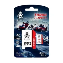 کارت حافظه MicroSDXC کوئین تک مدل TURBO-V30-A2-4K-667X کلاس 10 استاندارد U3 سرعت 100MB/S ظرفیت 64 گیگابایت به همراه آداپتور SD