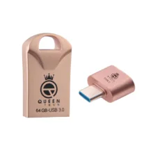 فلش مموری 64 گیگابایتی کوئین تک مدل RACE USB3 C-PLUS با رابط USB 3.0، مبدل USB-C OTG و مقاومت در برابر آب