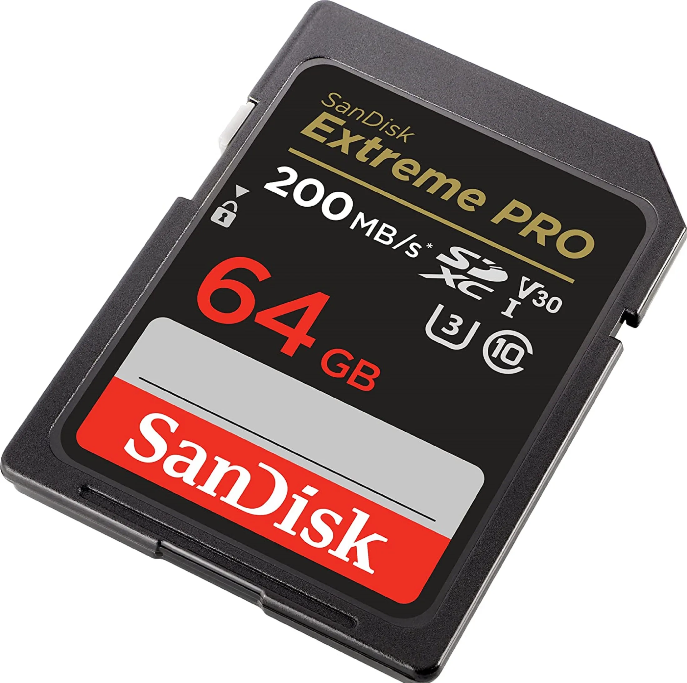 کارت حافظه SDXC سن دیسک مدل Extreme Pro V30 کلاس 10 استاندارد UHS-I U3 سرعت 200mbps ظرفیت 64 گیگابایت