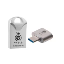 فلش مموری 64 گیگابایتی کوئین تک مدل RACE USB3 C-PLUS با رابط USB 3.0، مبدل USB-C OTG و مقاومت در برابر آب
