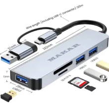 هاب و کارت خوان 5 پورت USB 3.0 ماکار مدل 5in1 MK-HU235