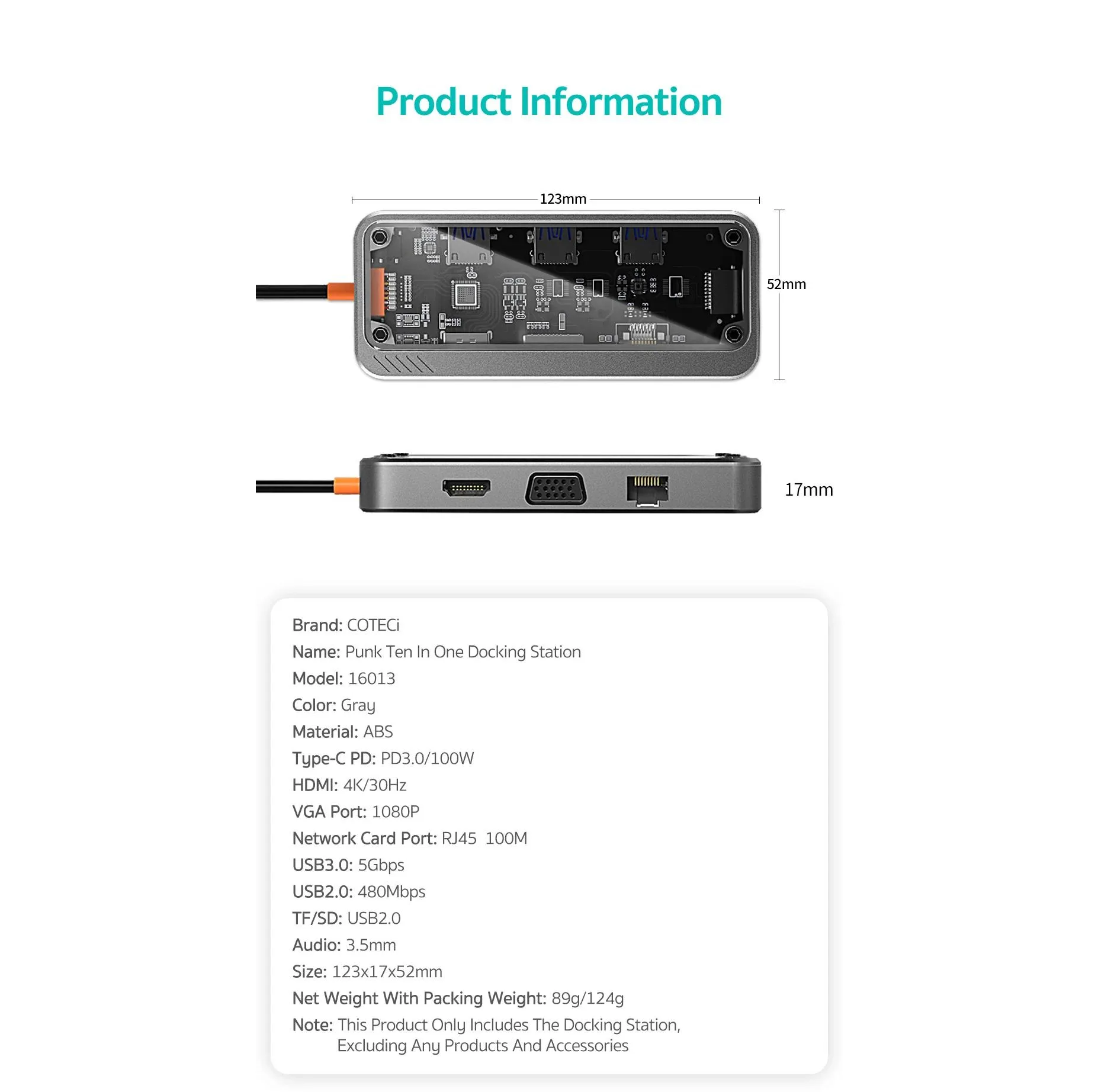 هاب 10 پورت USB-C کوتتسی مدل COTECI 16013