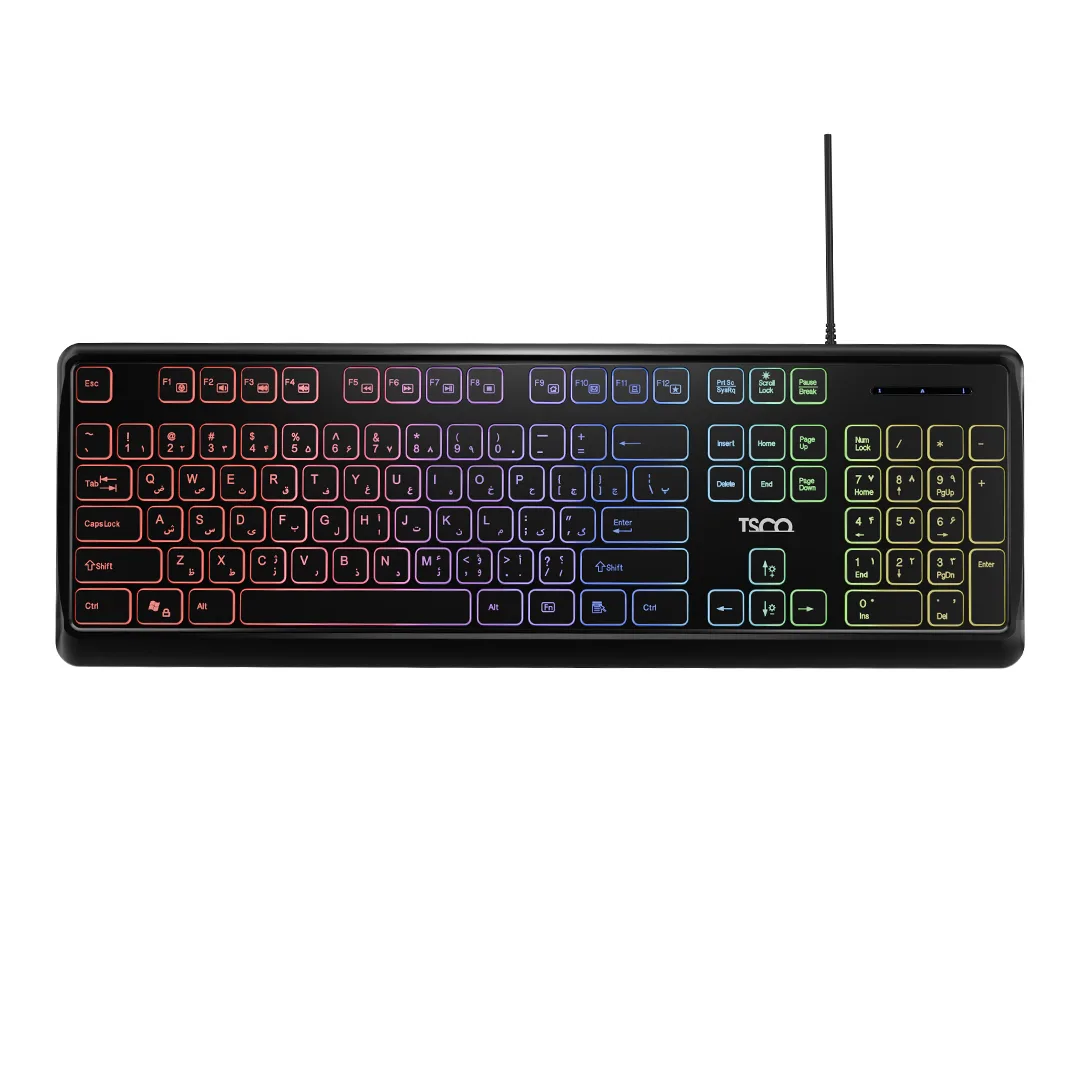 کیبورد تسکو مدل TK 8046،سوییچ ممبران، Full-size، نورپردازی RGB