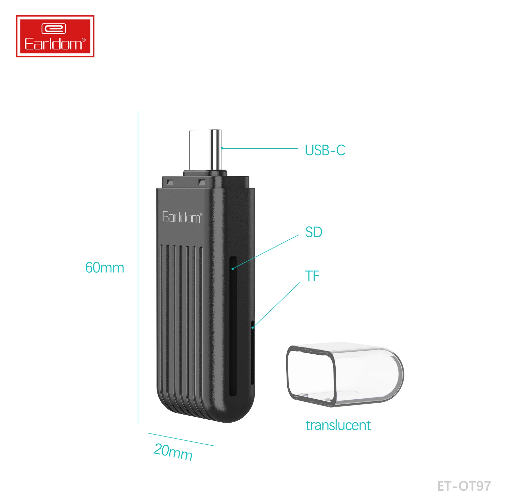کارتخوان ارلدام مدل 2IN1 Card Reader USB-C OT97
