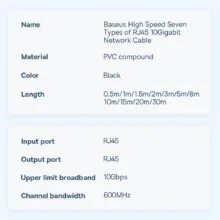 کابل شبکه Cat7 باسئوس مدل HIGH SPEED SEVEN TYPES 10GIGABIT