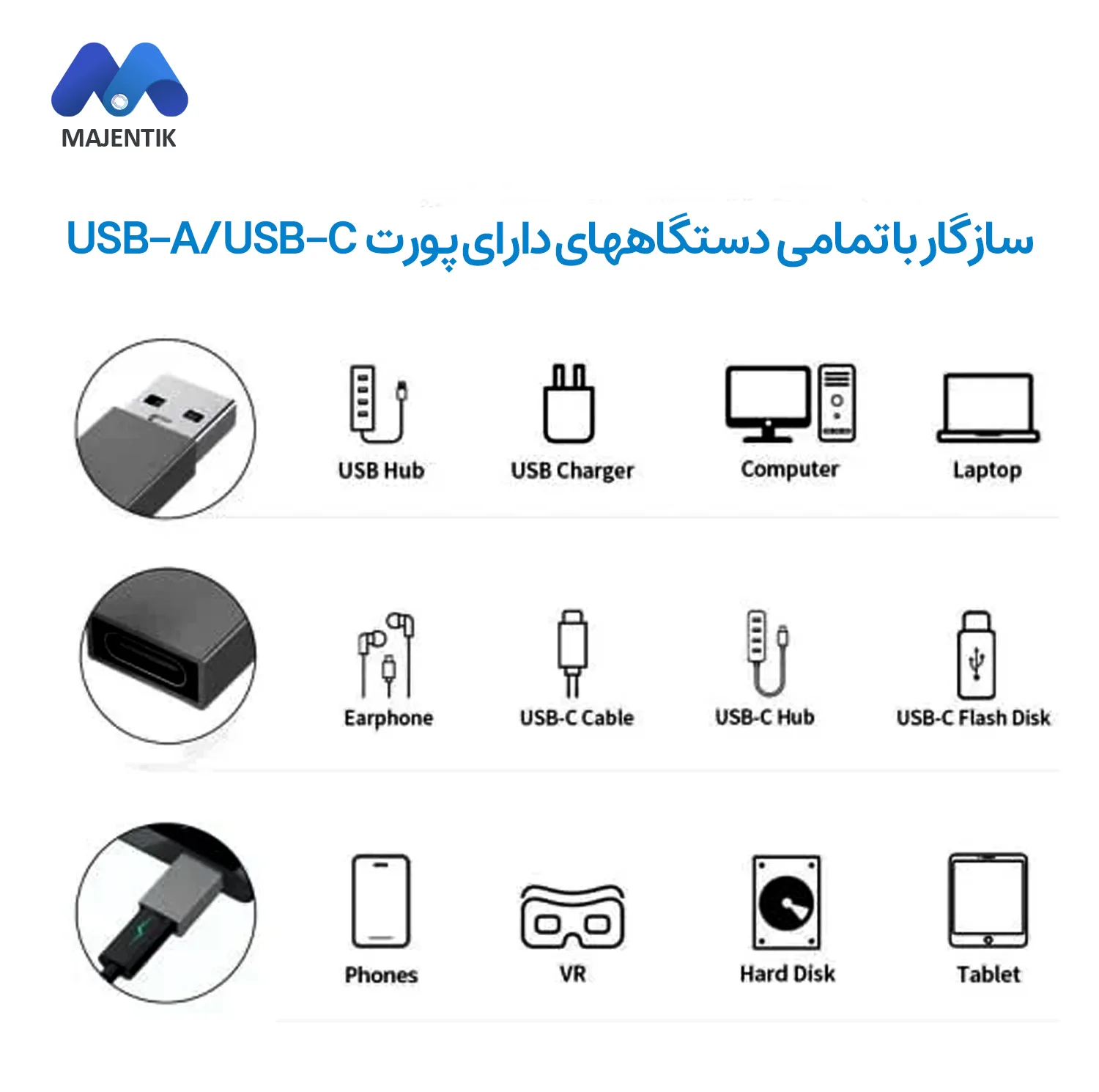 مبدل USB-C به USB مجنتیک مدل CU4