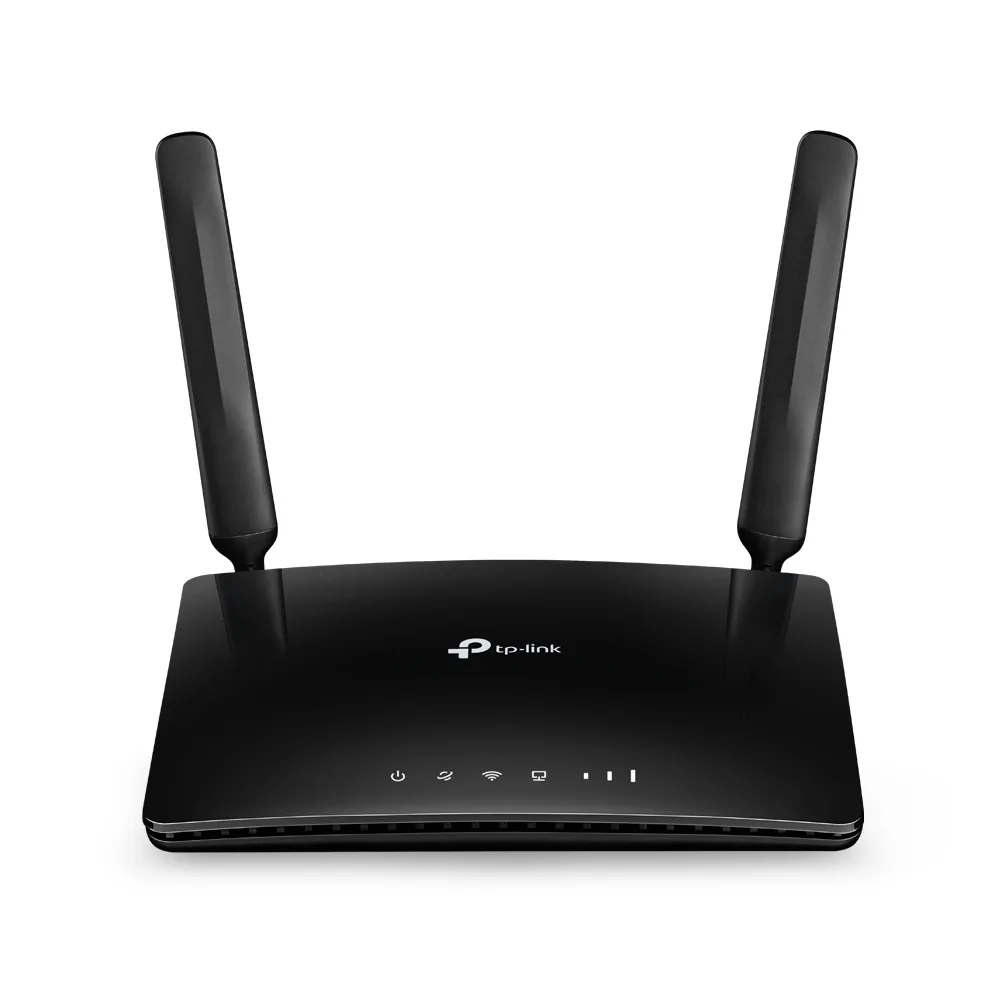روتر 4G LTE خانگی و اداری تی پیلینک مدل TL-MR6400 V5 با دو آنتن خارجی، فرکانس 2.4 گیگاهرتز، سرعت 300 مگابیت بر ثانیه، پورت LAN/WAN 10/100 مگابیتی، پشتیبانی از 64 کاربر و فایروال پیشرفته