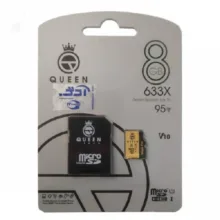 کارت حافظه Micro SD HC کوئین تک مدل A2-V10-633X کلاس 10 استاندارد UHS-l U3 سرعت 95MBps ظرفیت 8 گیگابایت به همراه آداپتور SD