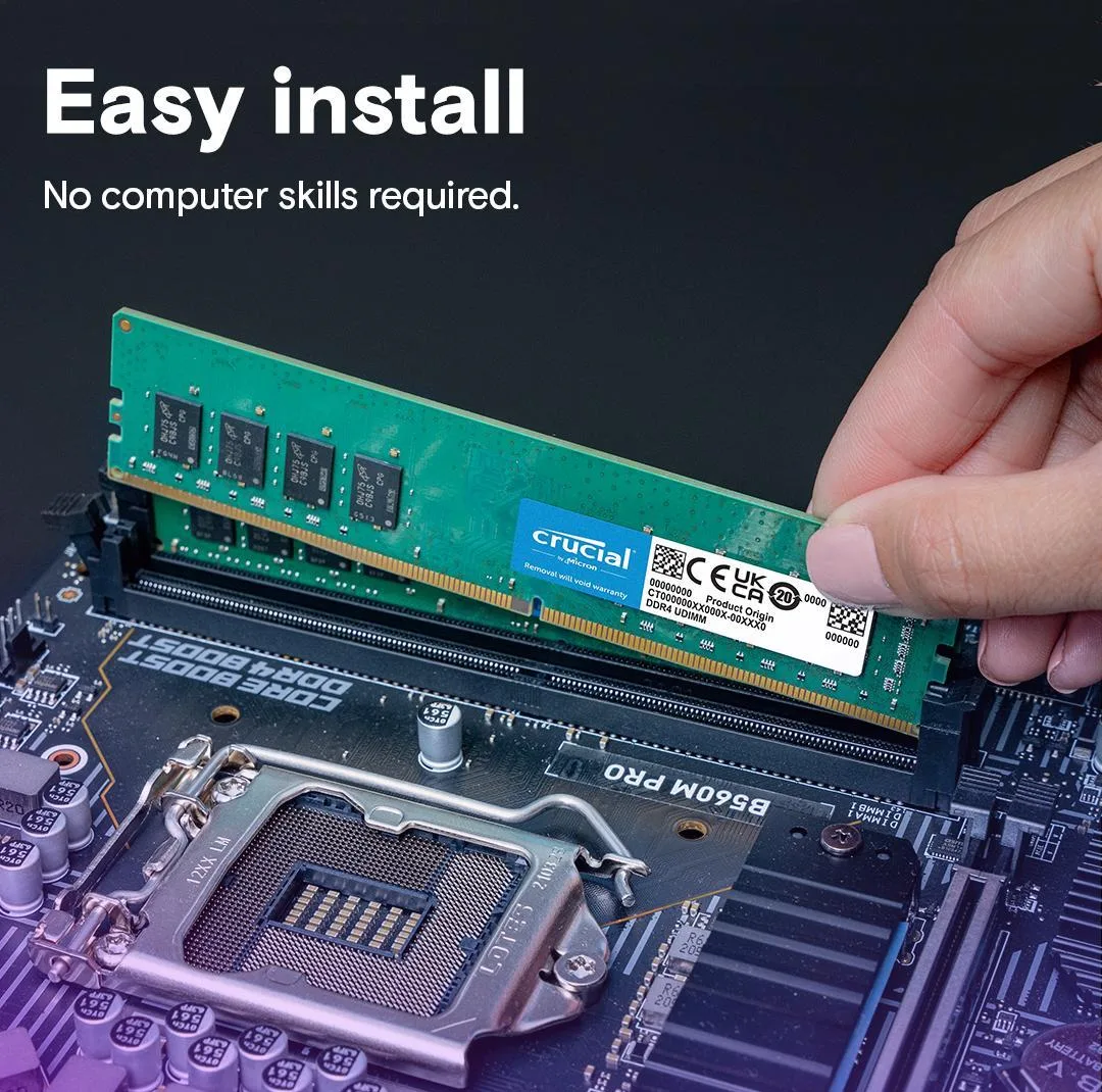 رم کامپیوتر کروشیال DDR4 تک کاناله 16 گیگابایت 3200 مگاهرتز CL22 ولتاژ 1.2 ولت مدل PC4-25600 U-DIMM