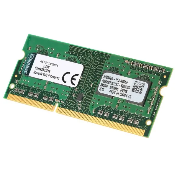 رم لپ‌تاپ کینگستون DDR3L تک کاناله 4 گیگابایت مدل KCPC3L فرکانس 1600 مگاهرتز تایمینگ CL11 ولتاژ 1.35 ولت نوع ماژول SO-DIMM