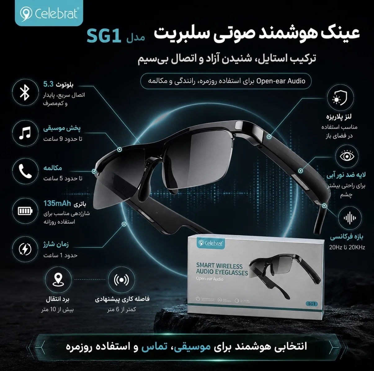 عینک هوشمند مدل SG1