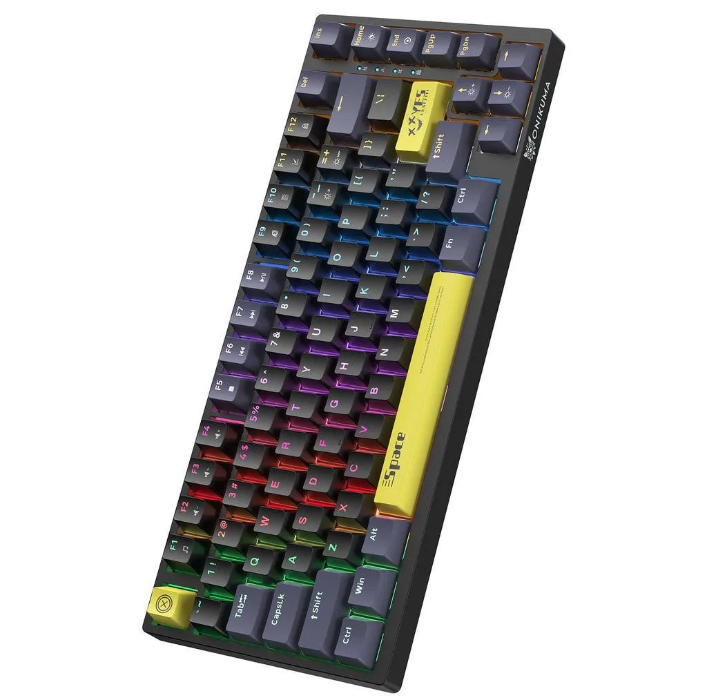 کیبورد گیمینگ اونیکوما مدل G52، مکانیکال سوییچ قهوه ای، Tenkeyless، نورپردازی RGB