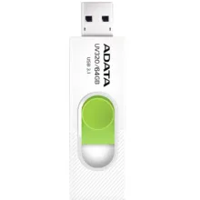 فلش‌مموری کشویی ای دیتا مدل UV320 ظرفیت 64 گیگابایت با رابط USB 3.2 Gen1 سرعت انتقال تا 10 گیگابیت بر ثانیه و سازگار با ویندوز، مک، لینوکس، گوشی و تلویزیون