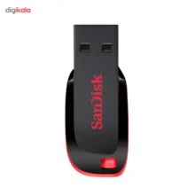 فلش مموری 64 گیگابایت سن دیسک مدل Cruzer Blade CZ50 با رابط USB 2.0، بدنه مات مقاوم در برابر اثر انگشت، قابلیت رمزگذاری نرم‌افزاری و شیار اتصال بند