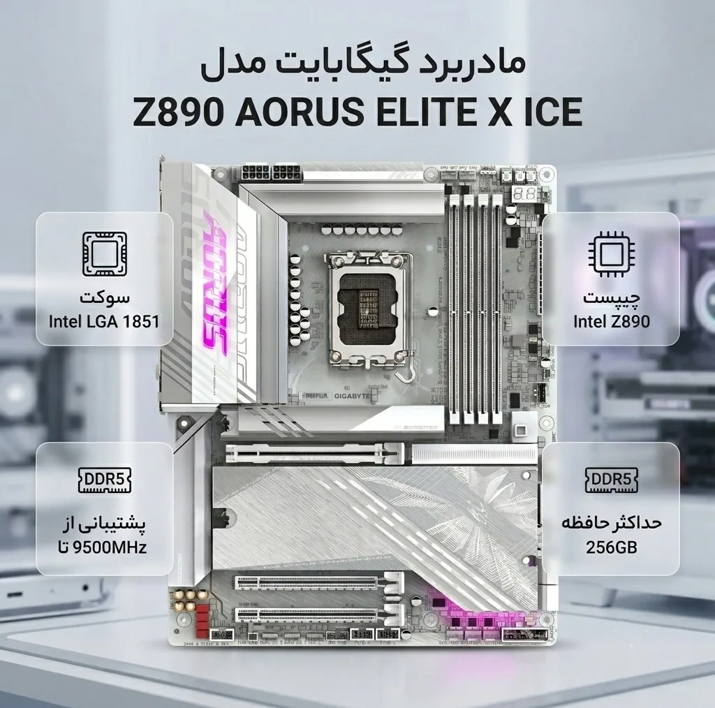 مادربرد گیگابایت مدل Z890 AORUS ELITE X ICE