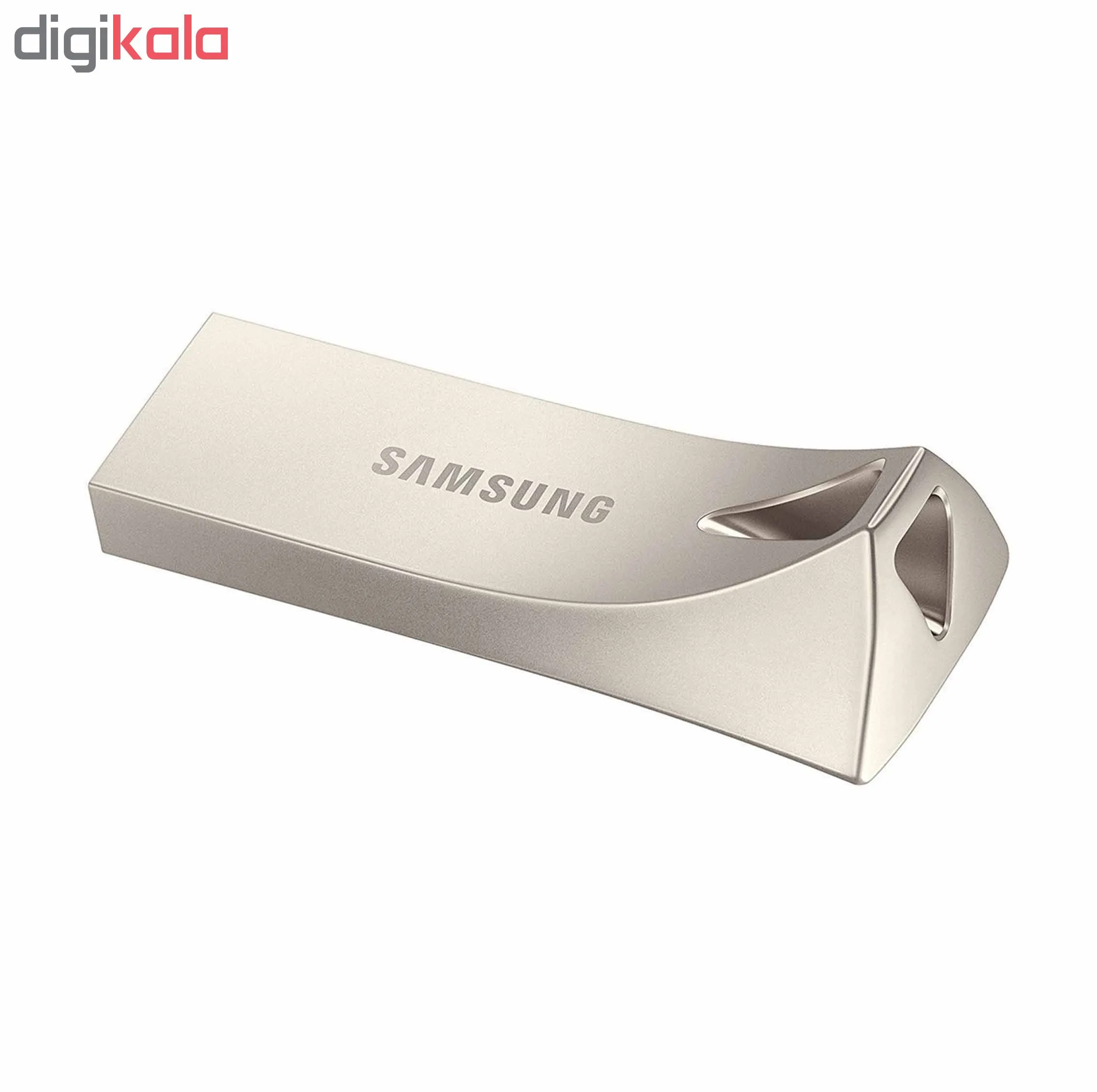 فلش مموری سامسونگ Bar Plus ظرفیت 64 گیگابایت USB 3.1 با بدنه فلزی مقاوم، سرعت انتقال 300 مگابایت بر ثانیه، ضد آب تا عمق یک متر، مقاوم در برابر ضربه، شوک، حرارت و مغناطیس