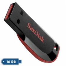 فلش مموری 16 گیگابایت سن دیسک مدل Cruzer Blade CZ50 با رابط USB 2.0 Type-A، طراحی بدون درپوش و قابلیت رمزگذاری اطلاعات