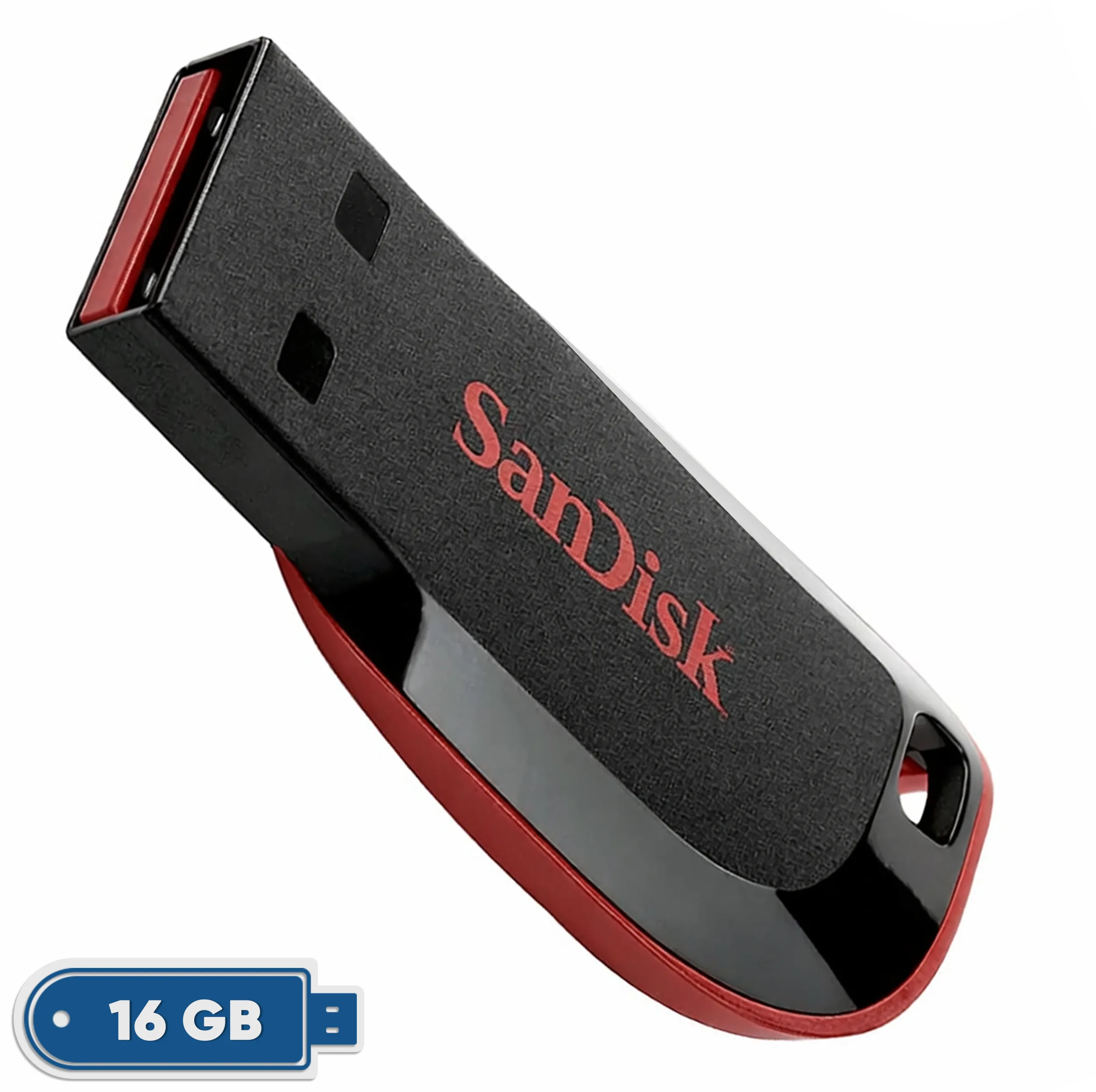 فلش مموری 16 گیگابایت سن دیسک مدل Cruzer Blade CZ50 با رابط USB 2.0 Type-A، طراحی بدون درپوش و قابلیت رمزگذاری اطلاعات