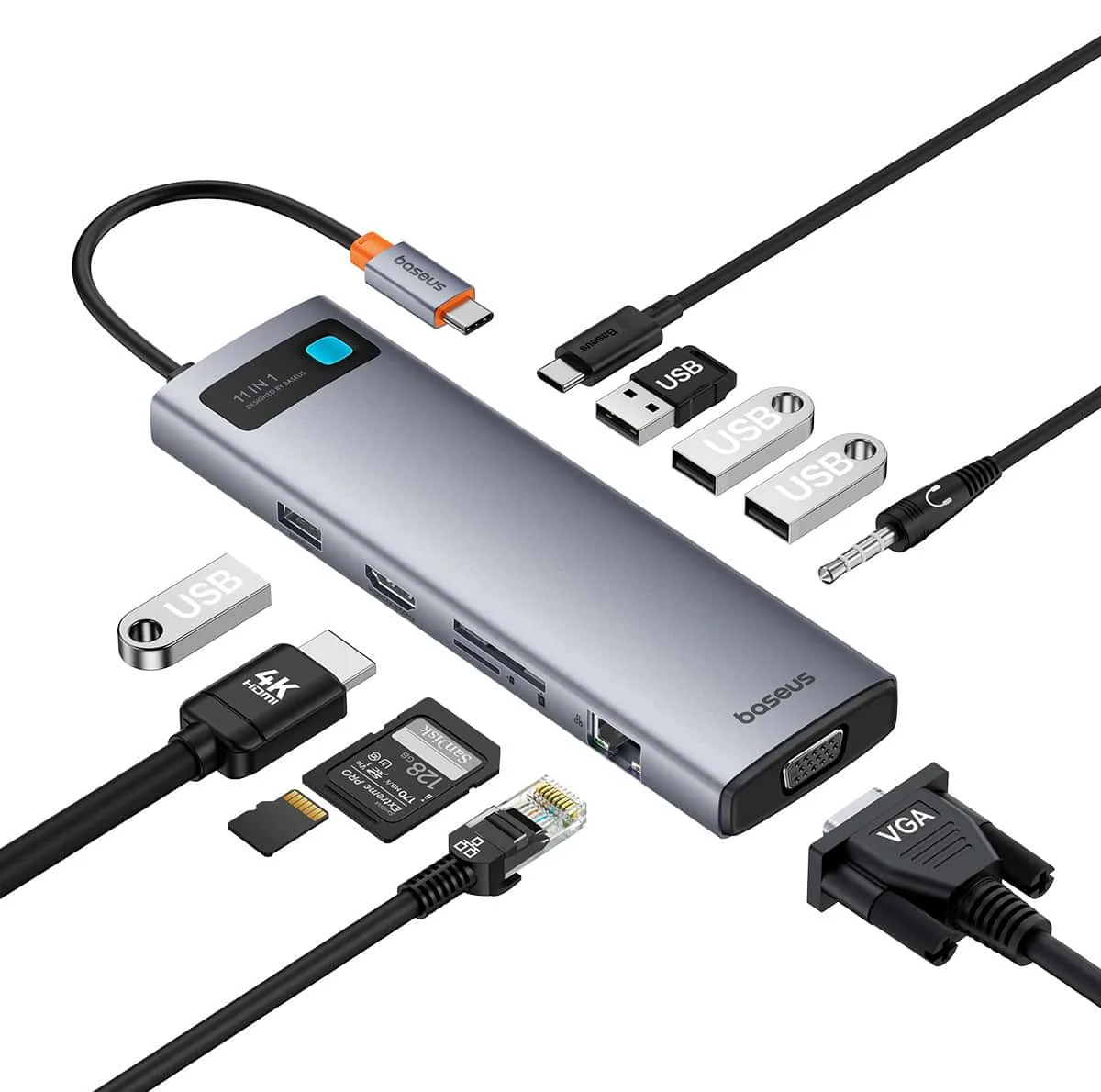 هاب 11 پورت USB-C بیسوس مدل Clarity 4K@60HZ
