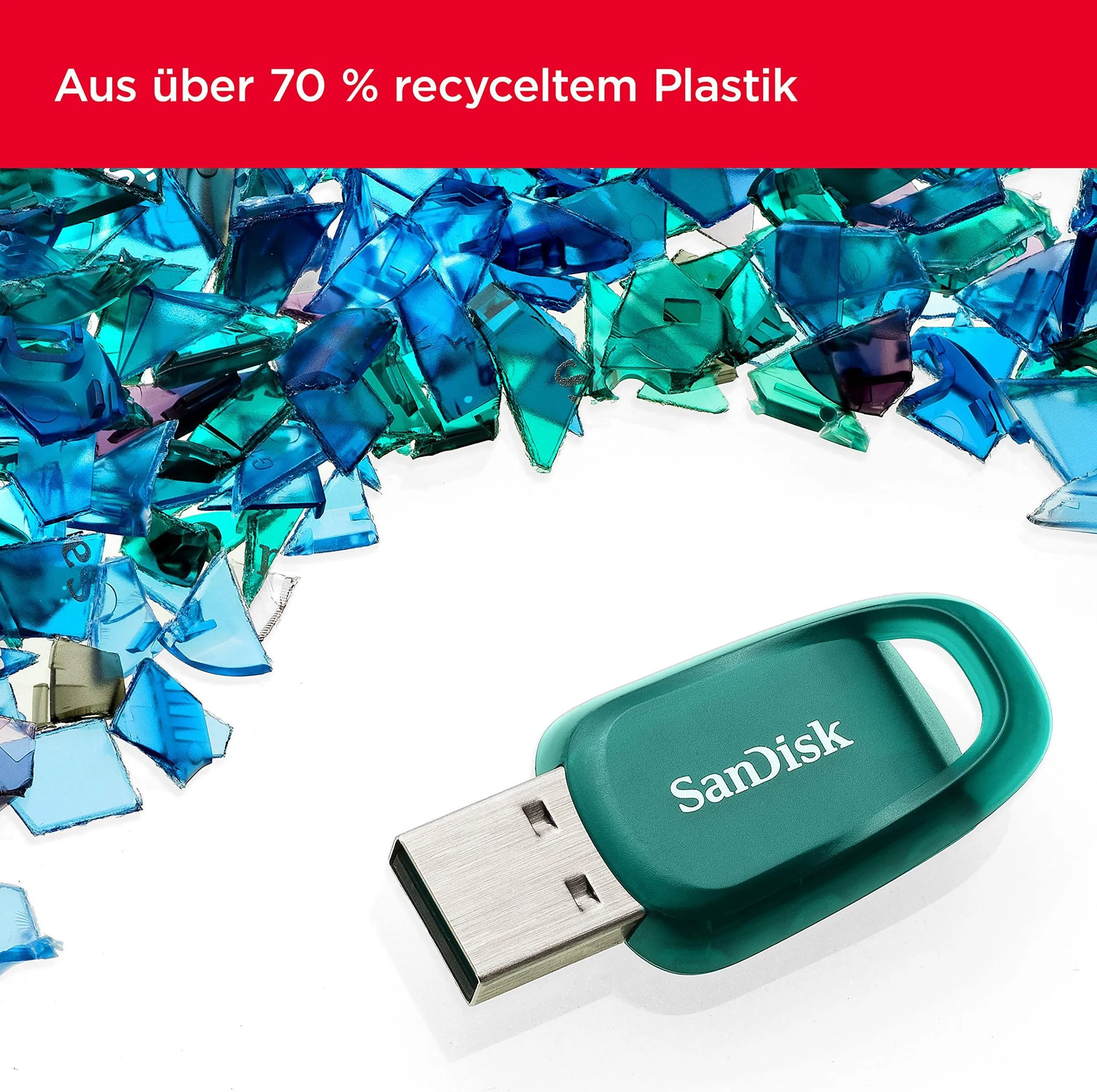 فلش مموری سن دیسک مدل Ultra Eco™ USB 3.2 ظرفیت 128 گیگابایت، مقاوم در برابر شوک و لرزش