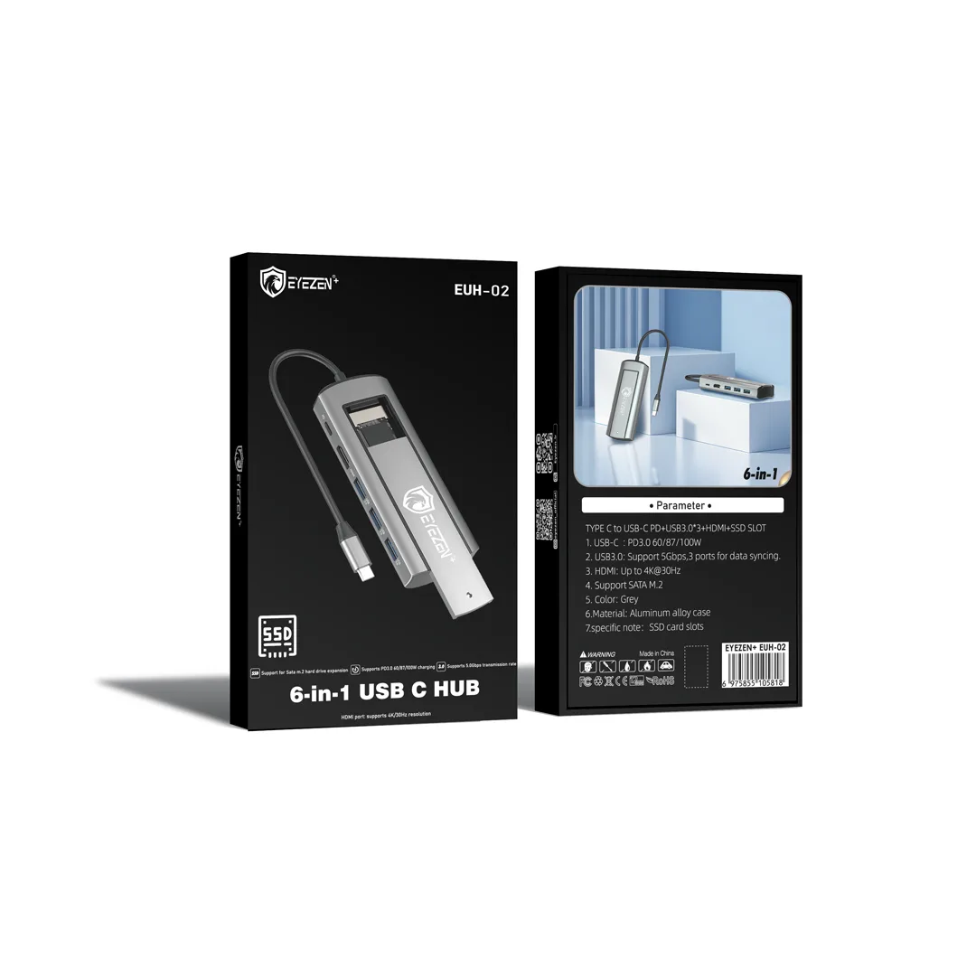 هاب 6 پورت USB-C آیزن مدل 6in1 HUB EUH-02
