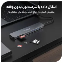 هاب 9 پورت USB-C نوکسو مدل HUB-N1 9in1 با پشتیبانی شارژ PD 100 وات، HDMI 4K، USB 3.0 و کارت‌خوان SD/TF