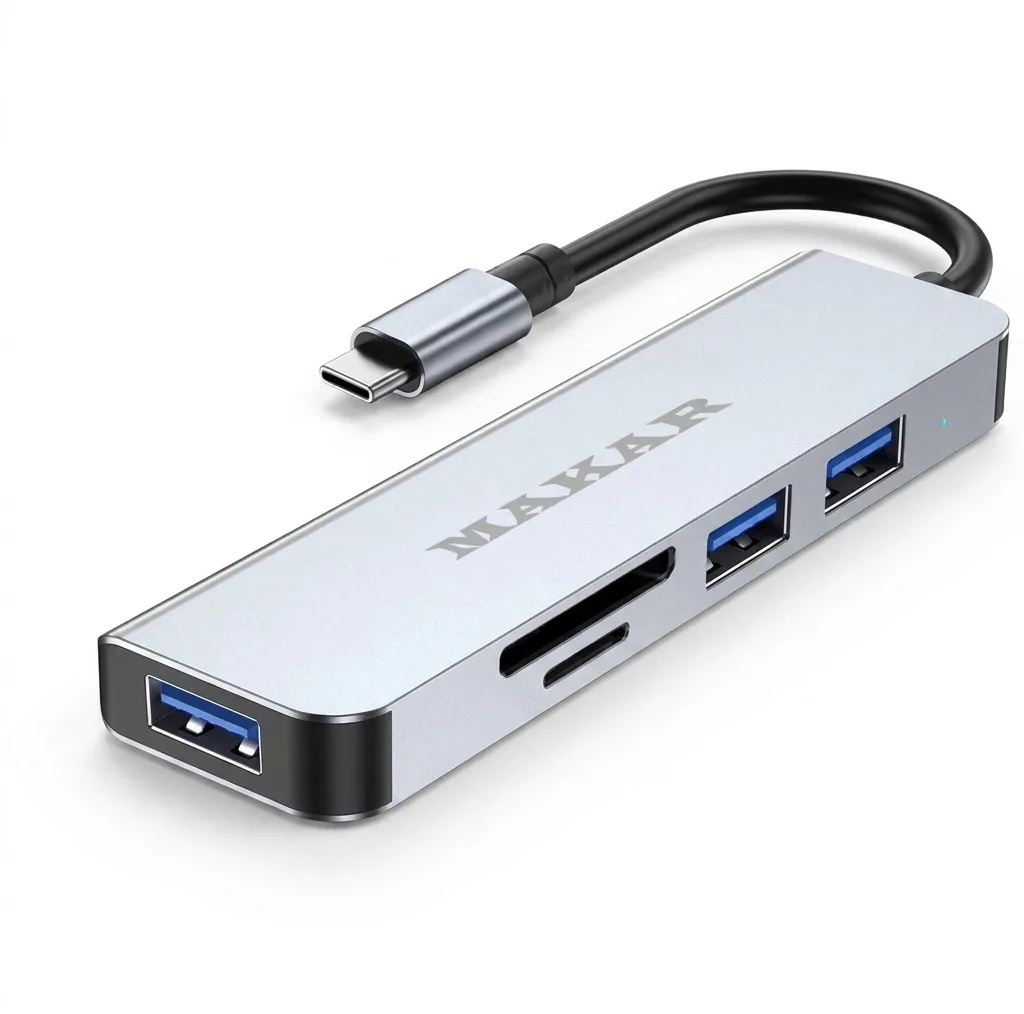 هاب و کارت خوان 5 پورت USB-C ماکار مدل 5in1 MK-HU235-C