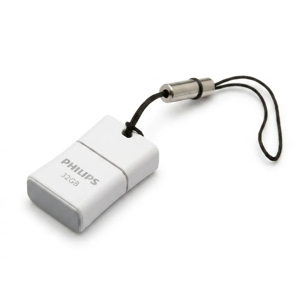 فلش مموری فیلیپس سری Picco مدل FM32FD85B ظرفیت 32 گیگابایت با رابط USB 2.0، درپوش محافظ و بند قابل جداشدن