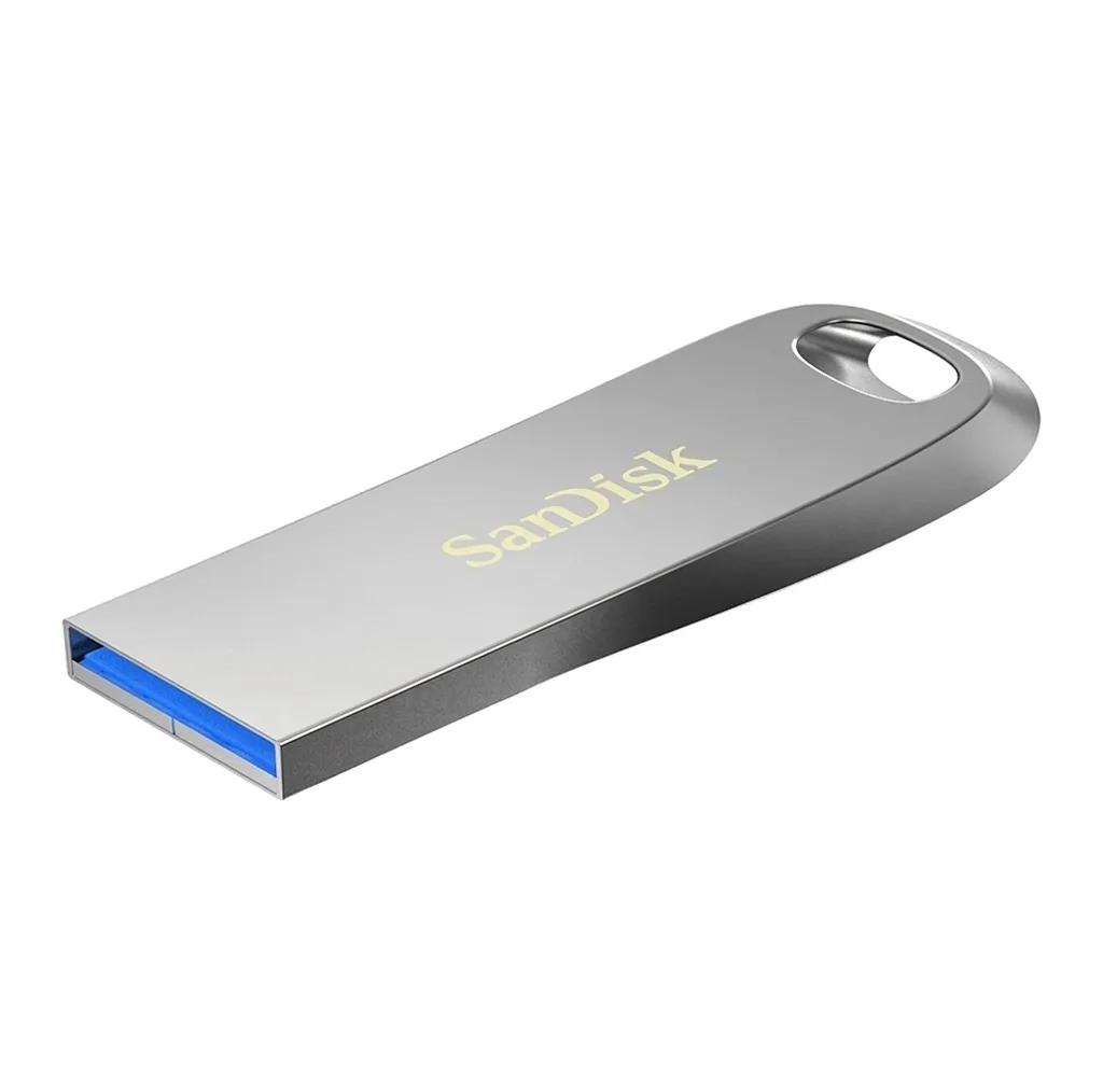 فلش مموری 32 گیگابایت سن دیسک مدل Ultra Luxe با رابط USB سه‌نقطه‌یک، بدنه فلزی و پشتیبانی از نرم‌افزار Secure Access