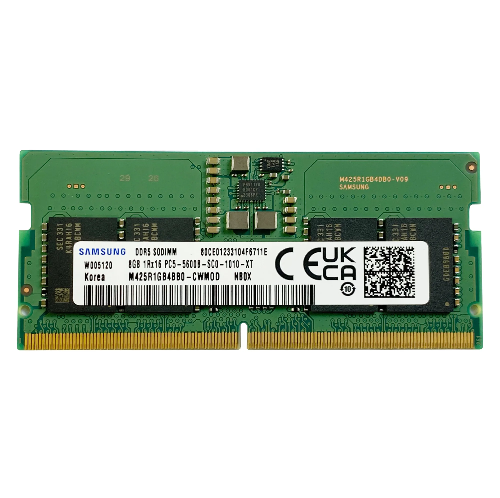 رم لپتاپ 8 گیگابایت DDR5 سامسونگ مدل M425R1GB4BB0 با فرکانس 5600 مگاهرتز، تایمینگ CL46 و فرمفکتور SO-DIMM 262 پین