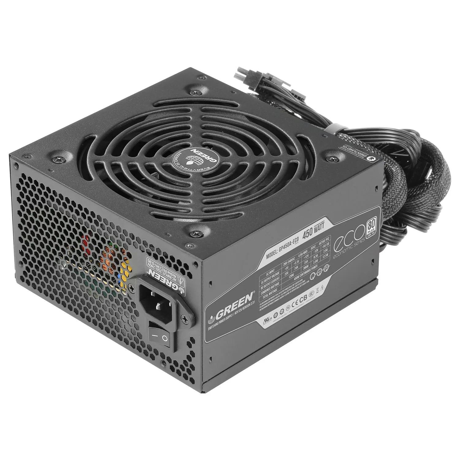 منبع تغذیه کامپیوتر گرین مدل GP450A-ECO Rev3.1