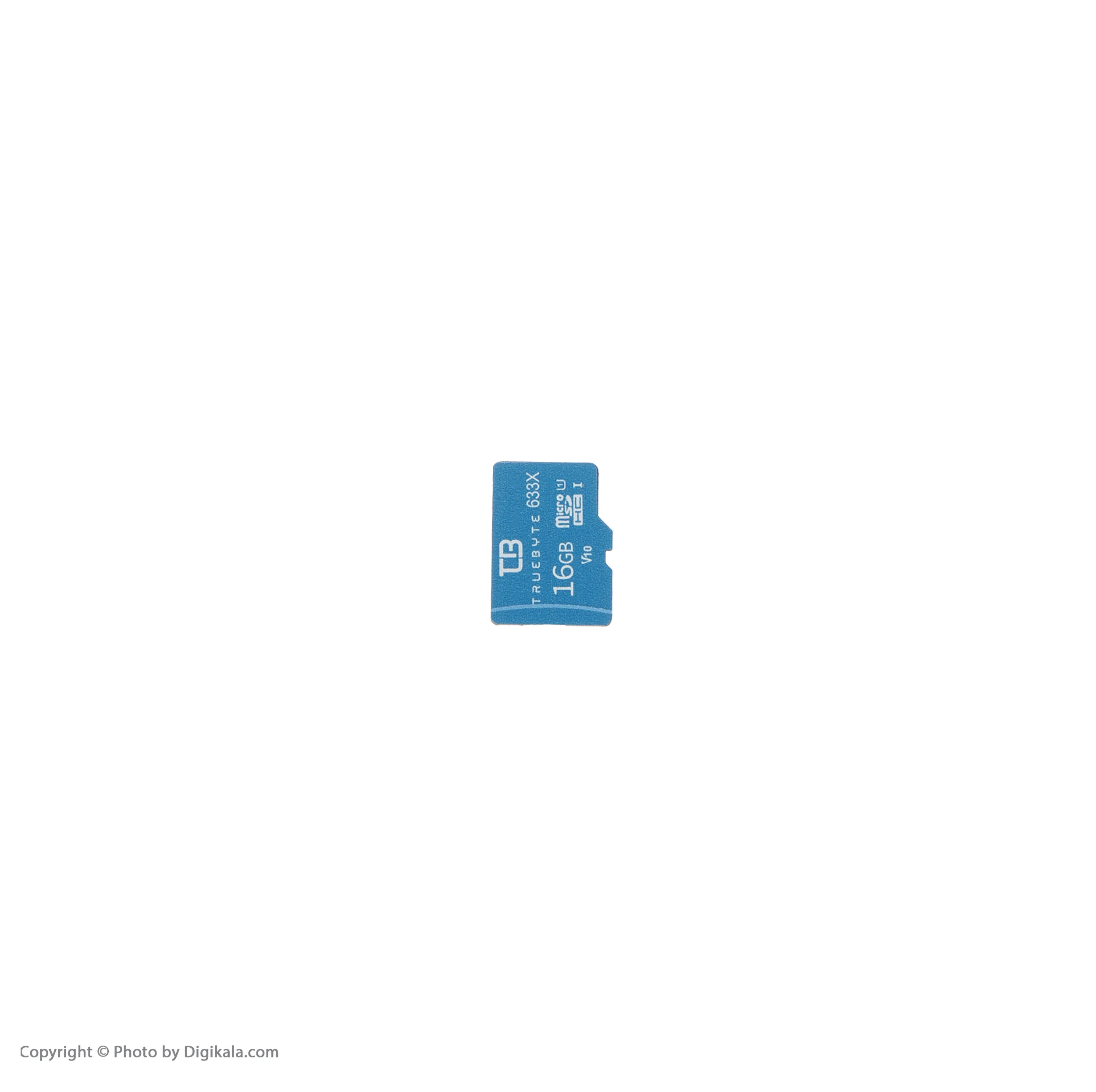 کارت حافظه MicroSDHC تروبایت مدل 633X-V10 کلاس 10 استاندارد UHS-I U1 سرعت 95MBPS ظرفیت 16 گیگابایت به همراه آداپتور SD و کارت‌خوان