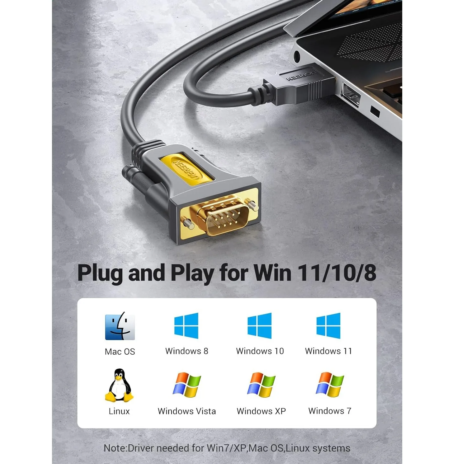 کابل تبدیل USB به DB9-RS232 یوگرین مدل CR107-20218 طول 1 متر